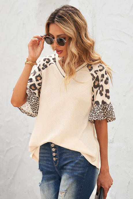 Animal Print Ruffle Top